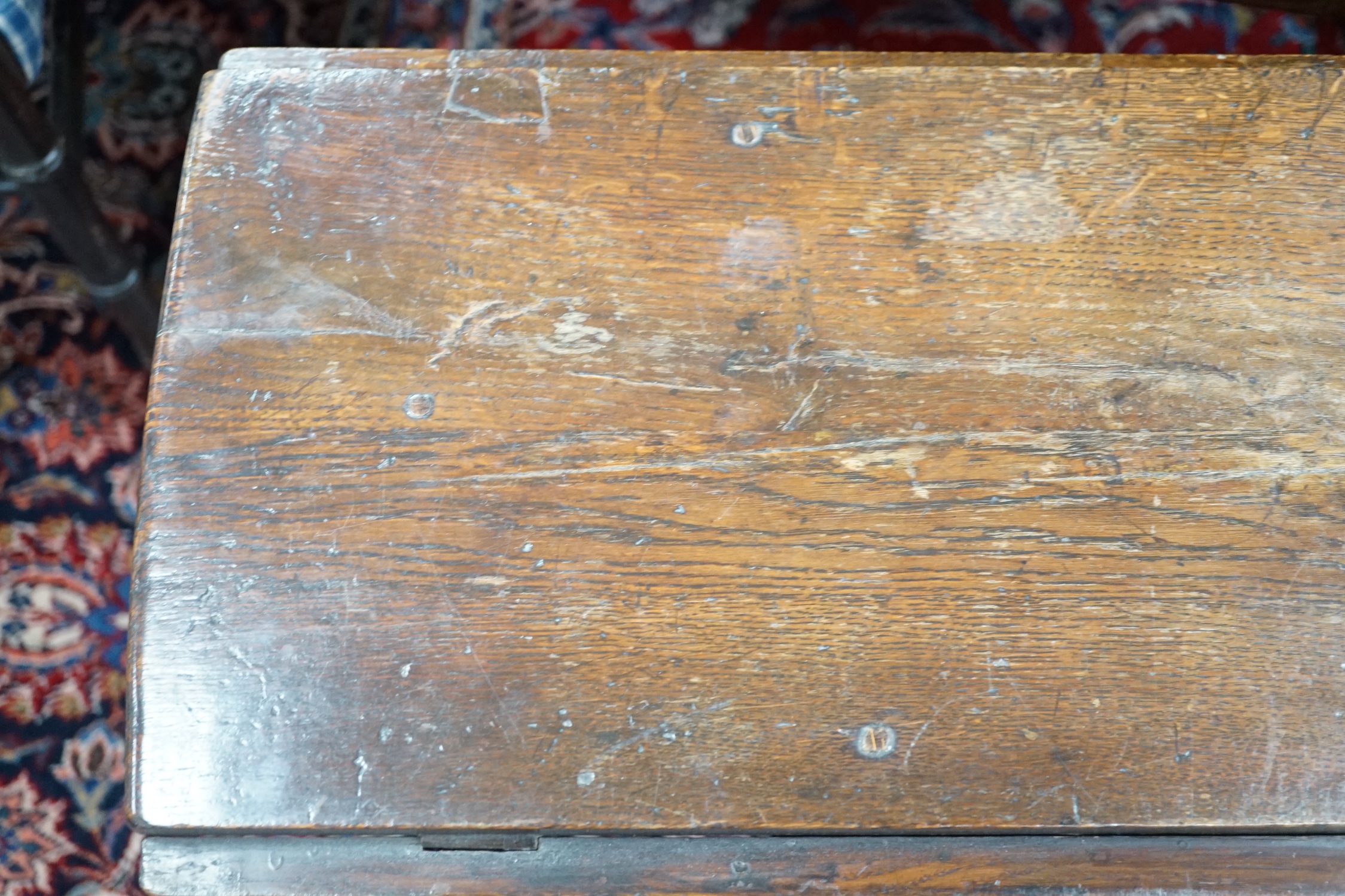 A small 18th century style oak gateleg table, width 76cm, depth 28cm, height 67cm